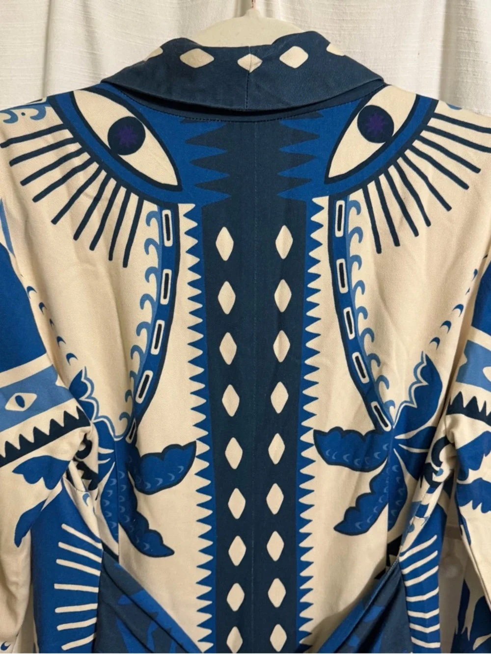 Farm Rio Palm Tree and Evil Eye Long-Sleeve Blazer Dress Size Small Petite - Picture 5 of 12